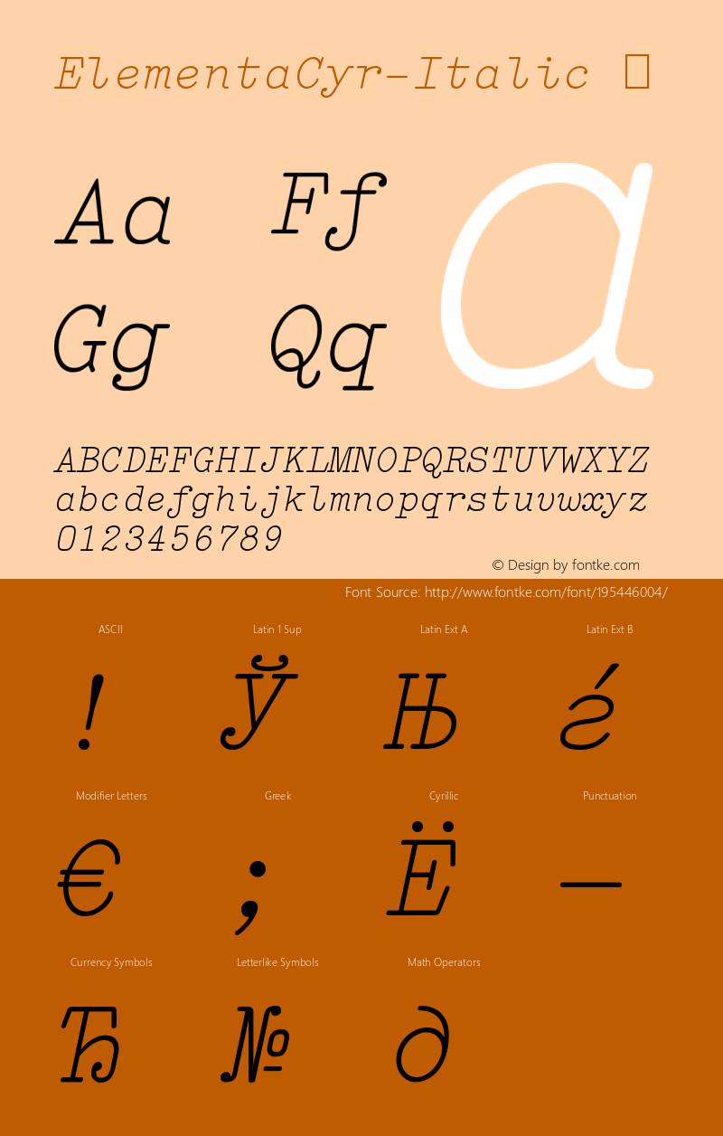 ☞ElementaCyr-Italic Version 4.460 2002; ttfautohint (v1.5);com.myfonts.easy.fontfont.ff-elementa.cyr-italic.wfkit2.version.37Mk图片样张