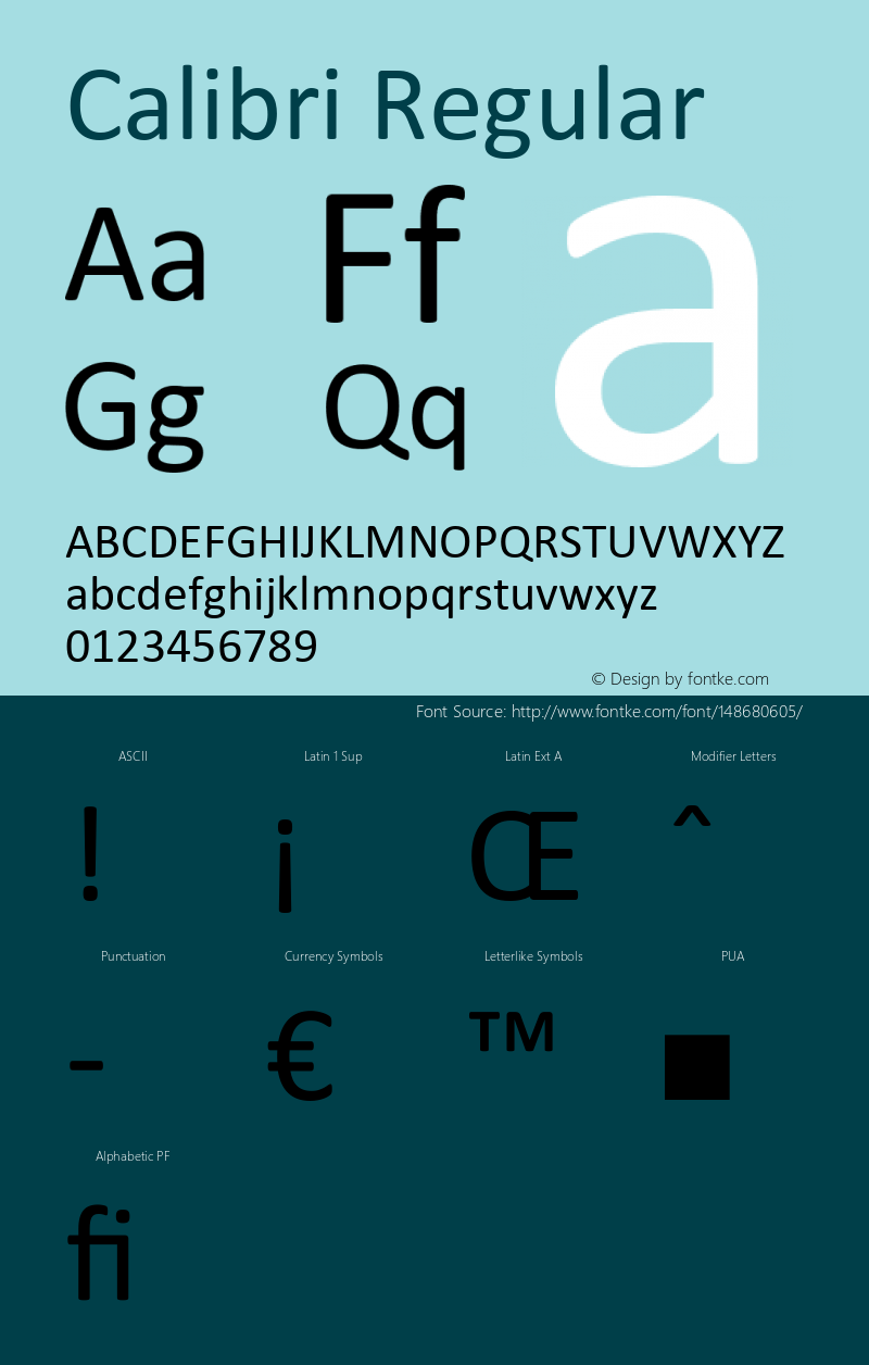 Calibri Regular Version 5.62 Font Sample