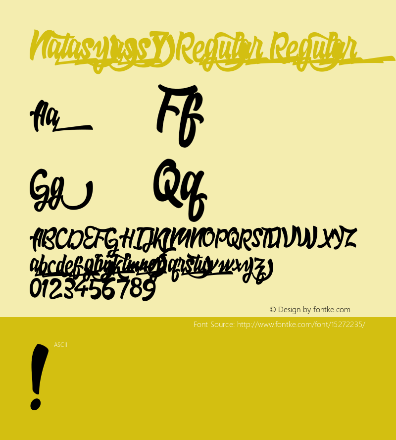 Natasyass7 Regular Regular Unknown Font Sample