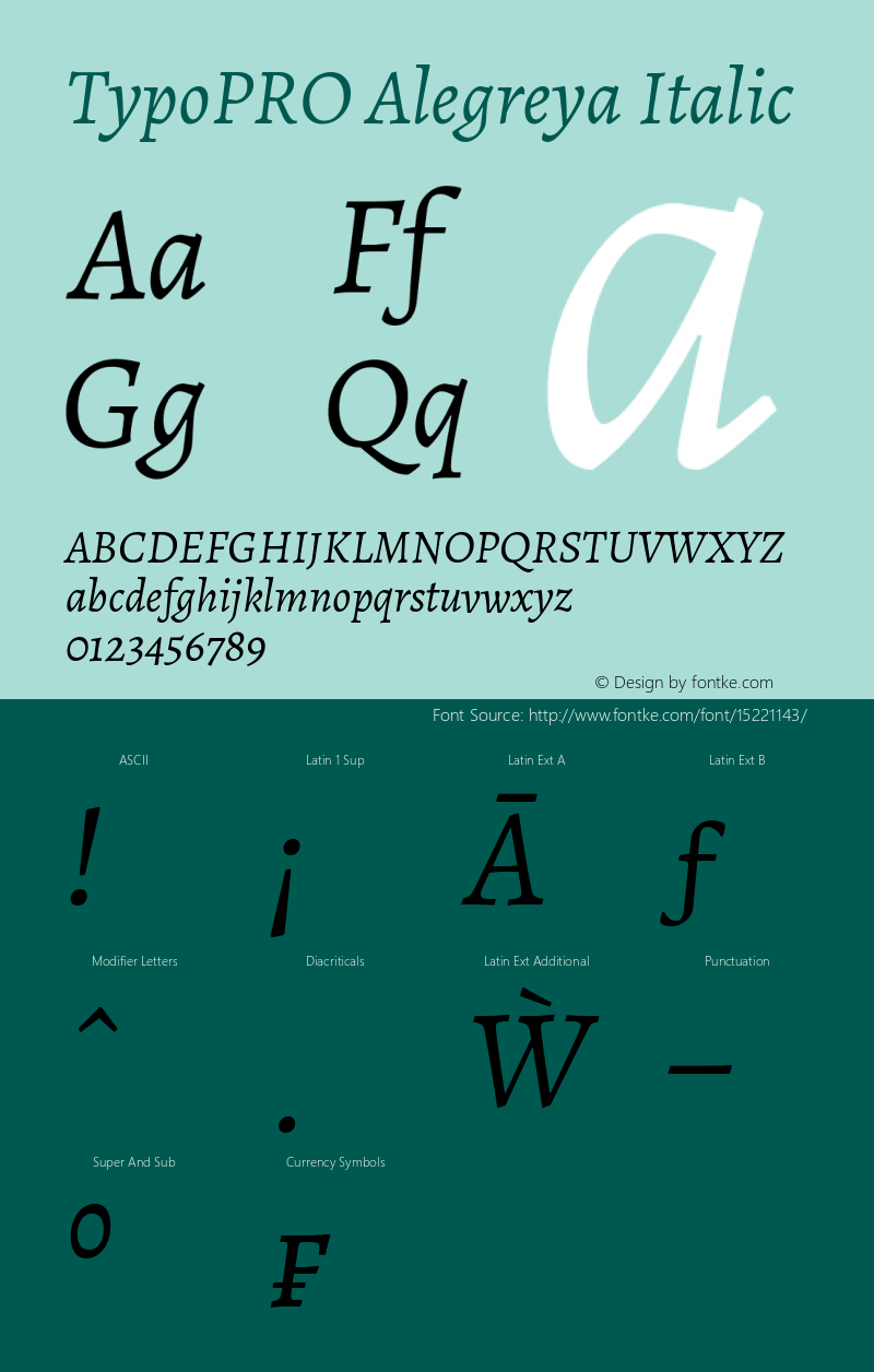 TypoPRO Alegreya Italic Version 1.003 Font Sample