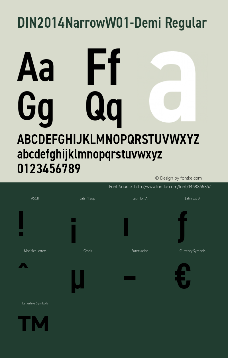 DIN 2014 Narrow W01 Demi Version 1.10 Font Sample