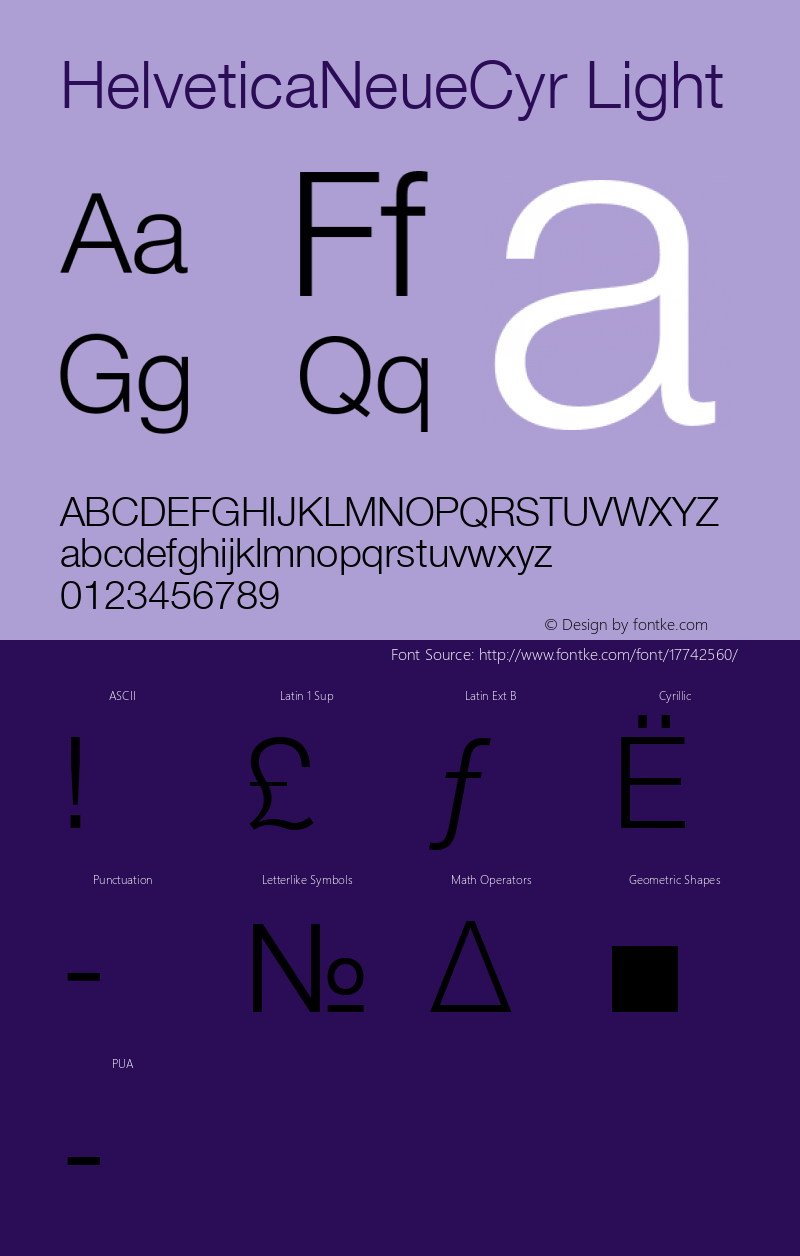 HelveticaNeueCyr Light 001.000 Font Sample