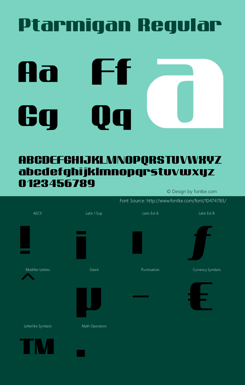 Ptarmigan Regular v1.0 - 13 May 2001 Font Sample