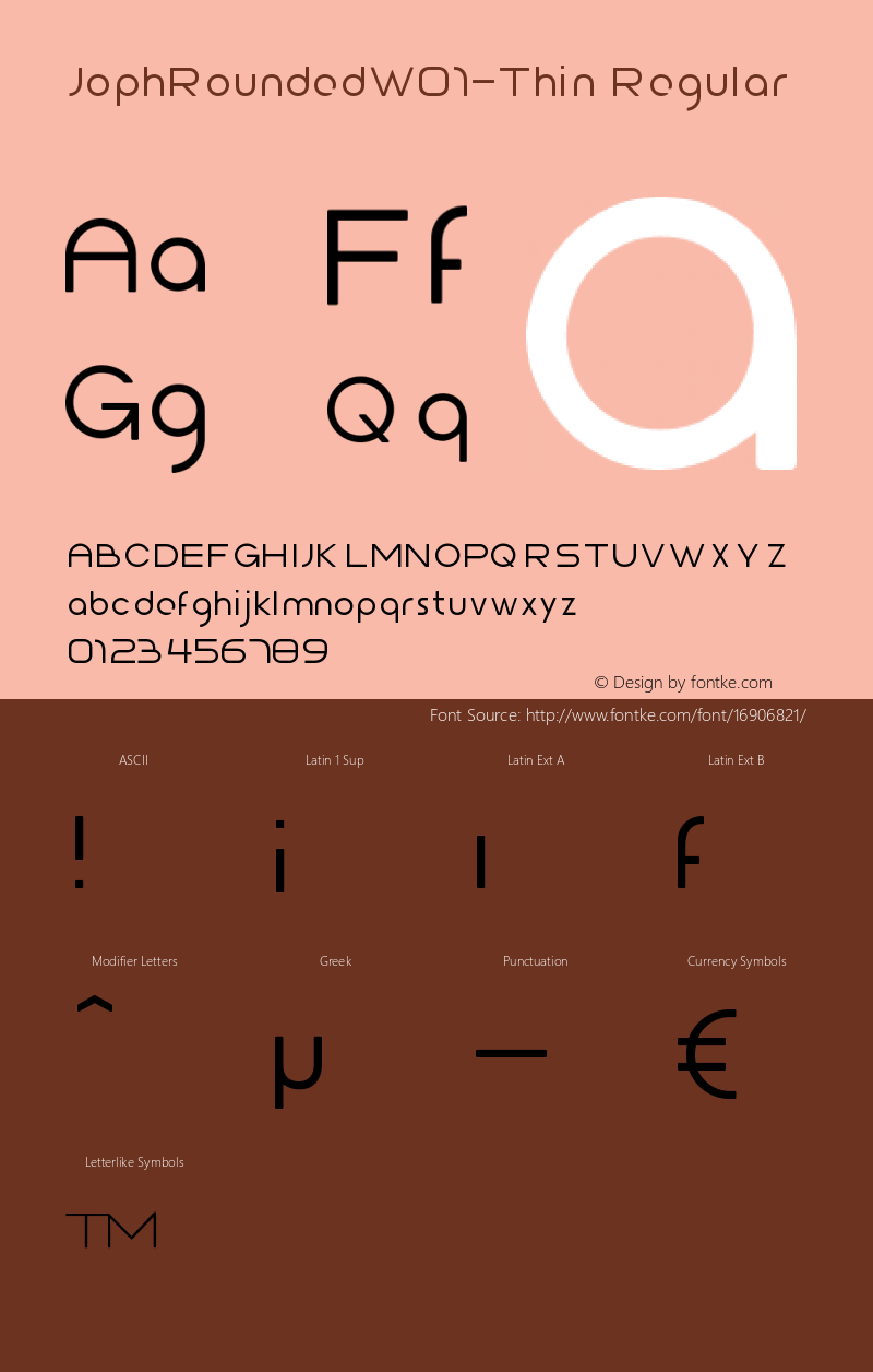 JophRoundedW01-Thin Regular Version 1.00 Font Sample