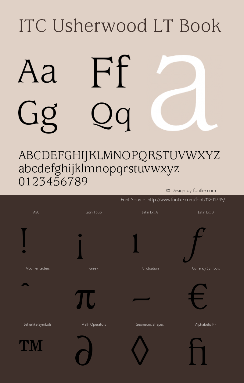 ITC Usherwood LT Book Version 006.000 Font Sample