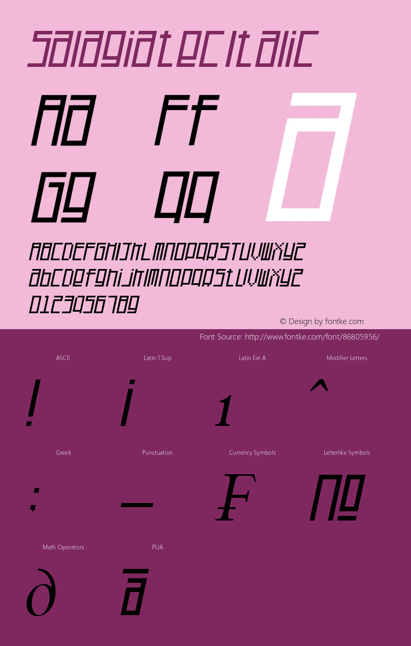 Salagiatec Italic Version 1.00;July 25, 2020;FontCreator 11.5.0.2422 64-bit Font Sample