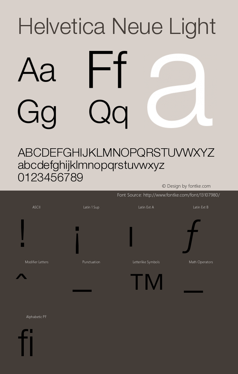 Helvetica Neue Light Version 001.001 Font Sample