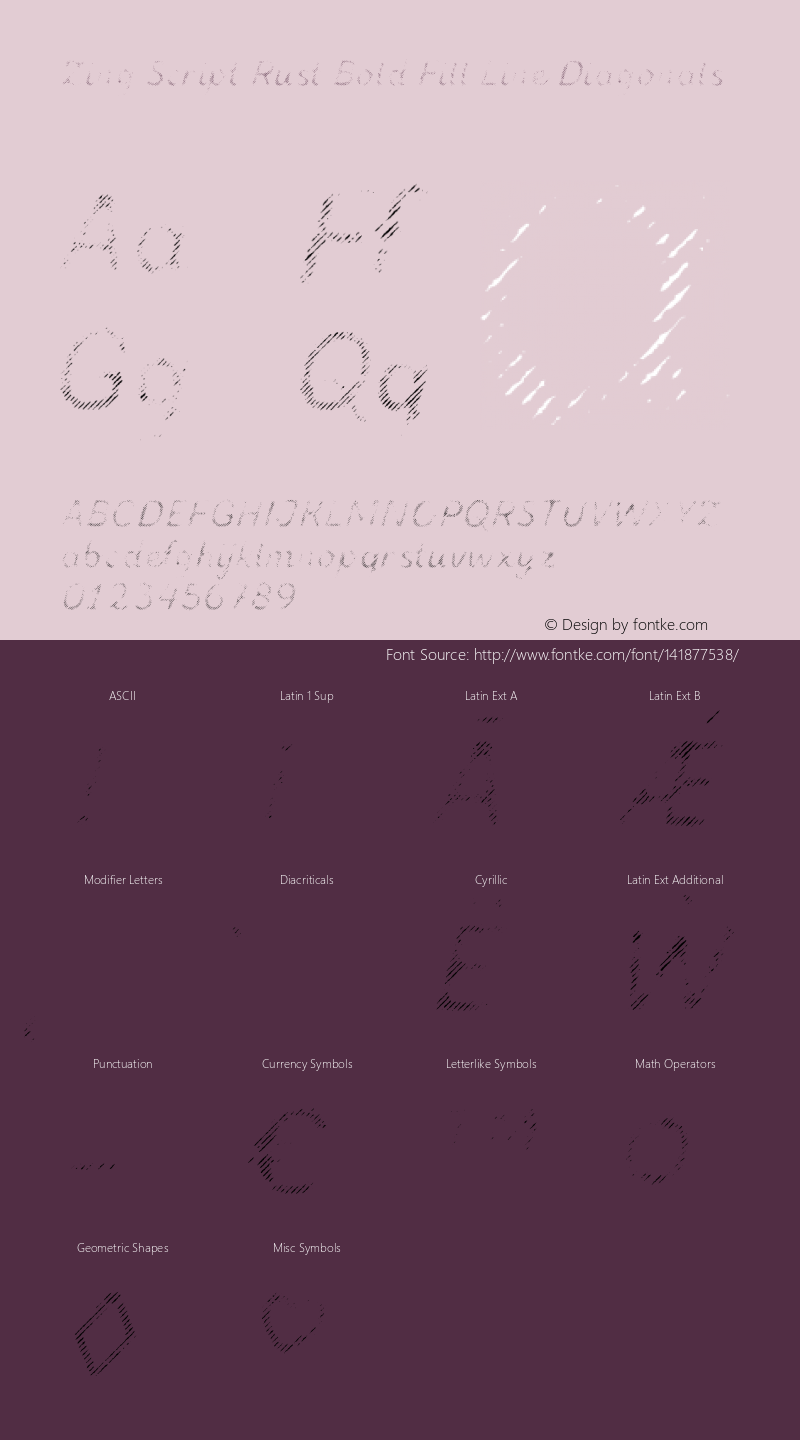 Zing Script Rust Bold Fill Line Diagonals Version 1.000;PS 001.000;hotconv 1.0.88;makeotf.lib2.5.64775 Font Sample