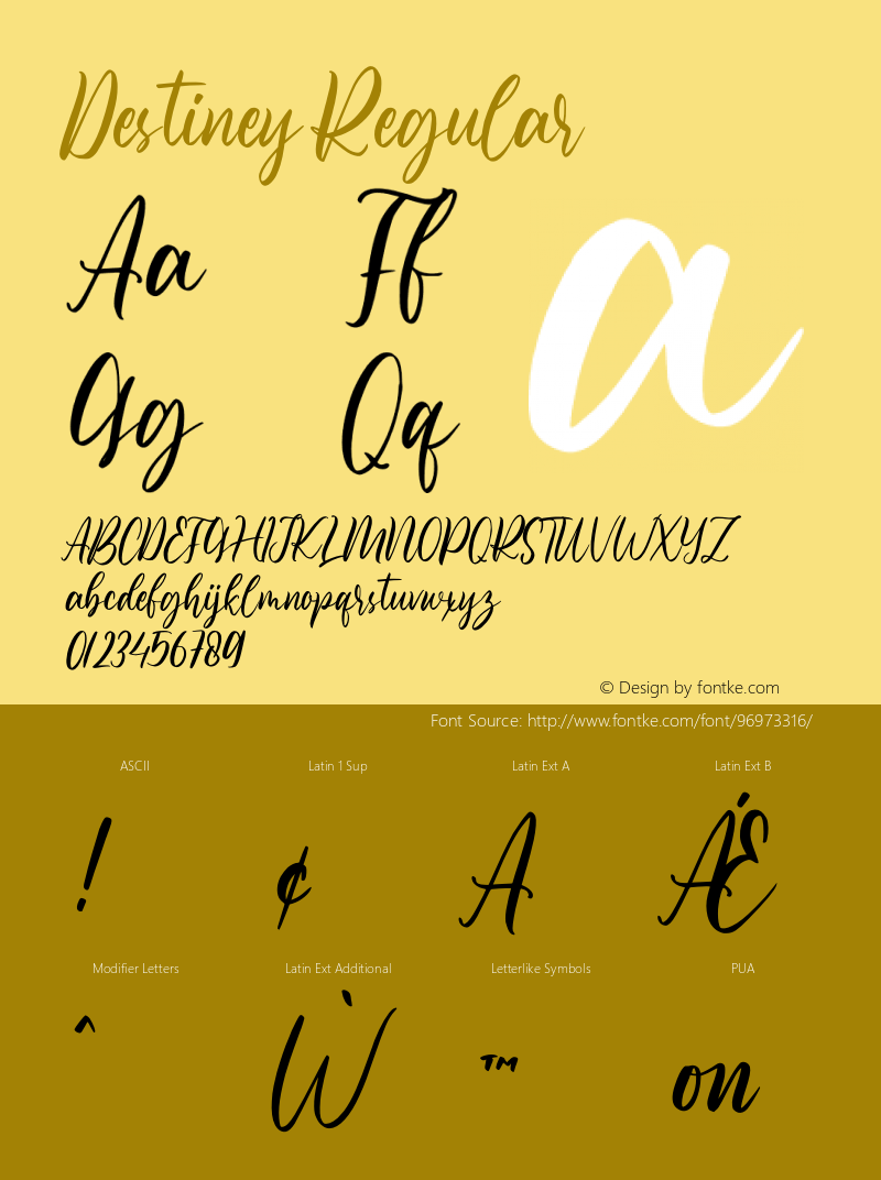 Destiney Version 1.00;November 26, 2020;FontCreator 12.0.0.2567 64-bit Font Sample