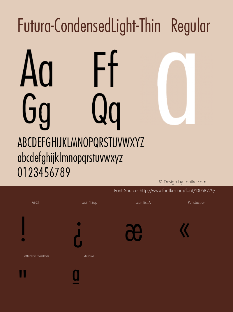 Futura-CondensedLight-Thin Regular Converted from C:\TTFONTS\FUTURA3.TF1 by ALLTYPE Font Sample