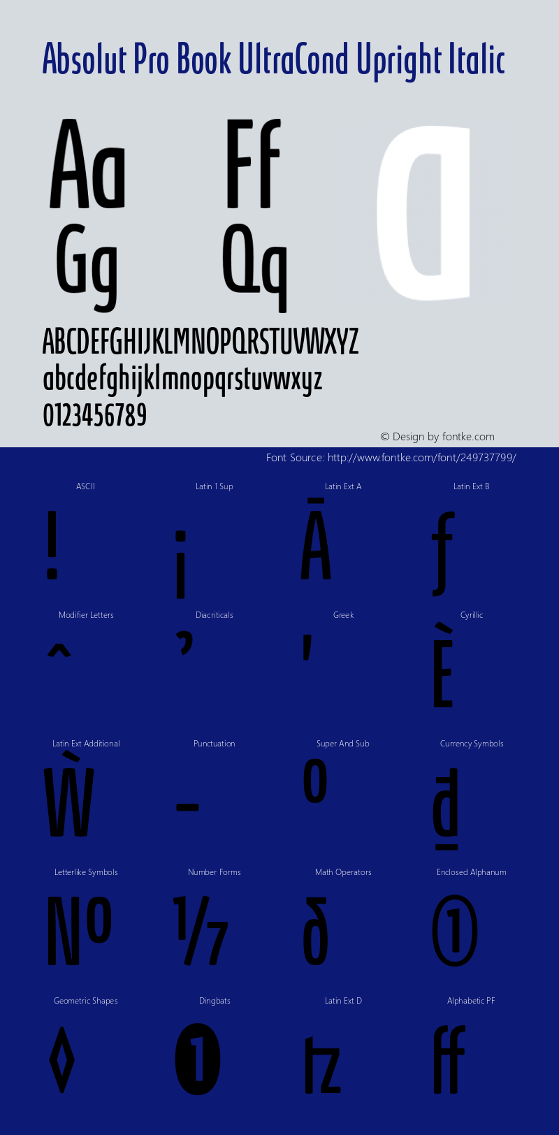 Absolut Pro Book UltraCondensed Upright Italic Version 8.000图片样张