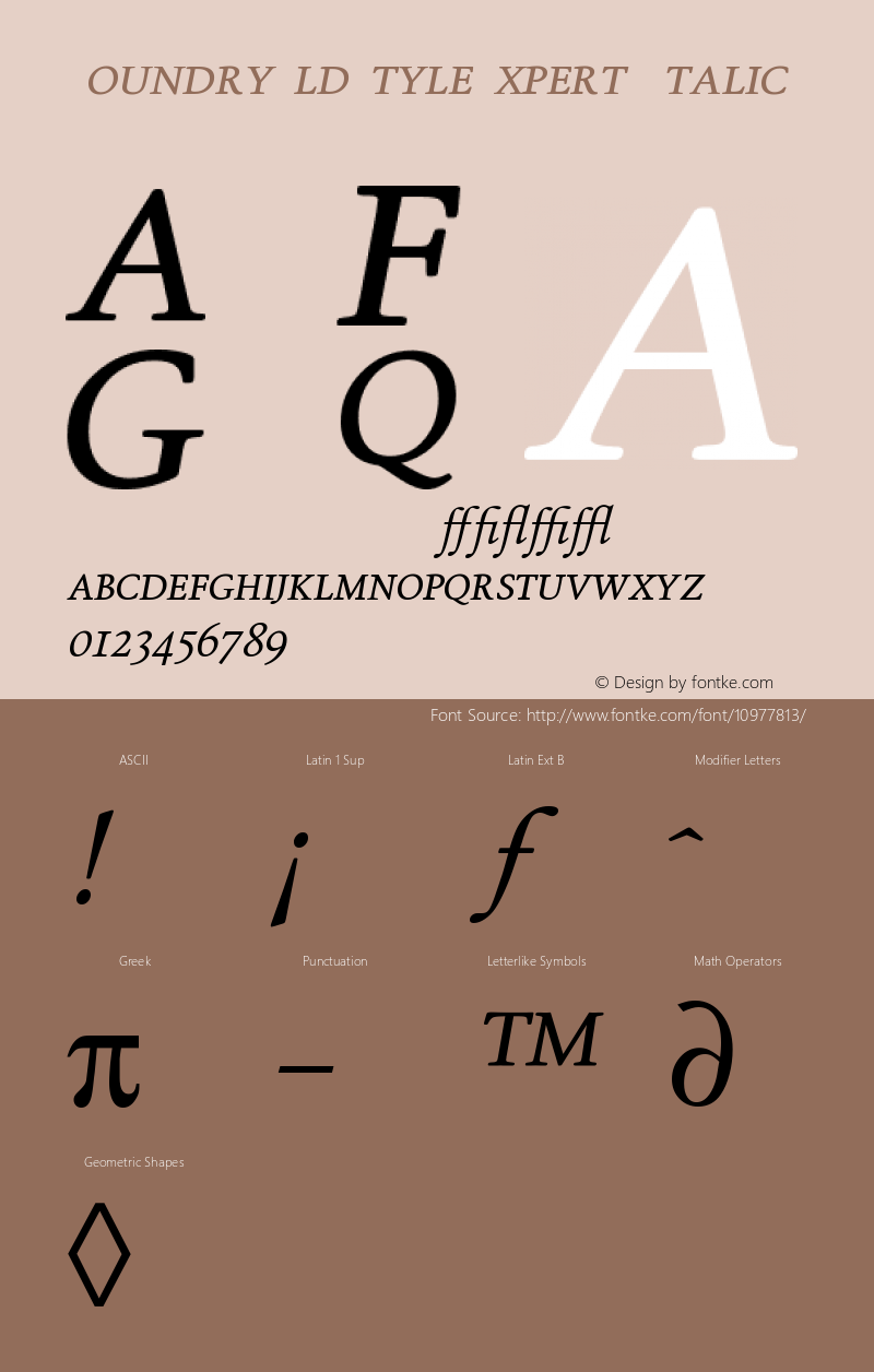 FoundryOldStyleExpert Italic Version 001.000 Font Sample