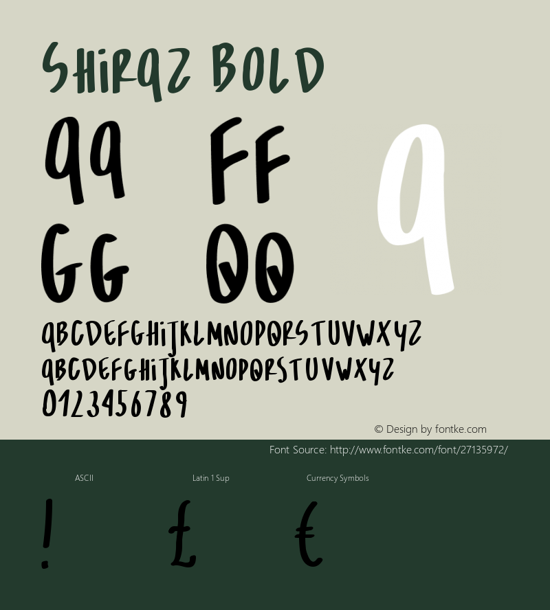 Shiraz Bold Version 1.001;Fontself Maker 1.1.0 Font Sample