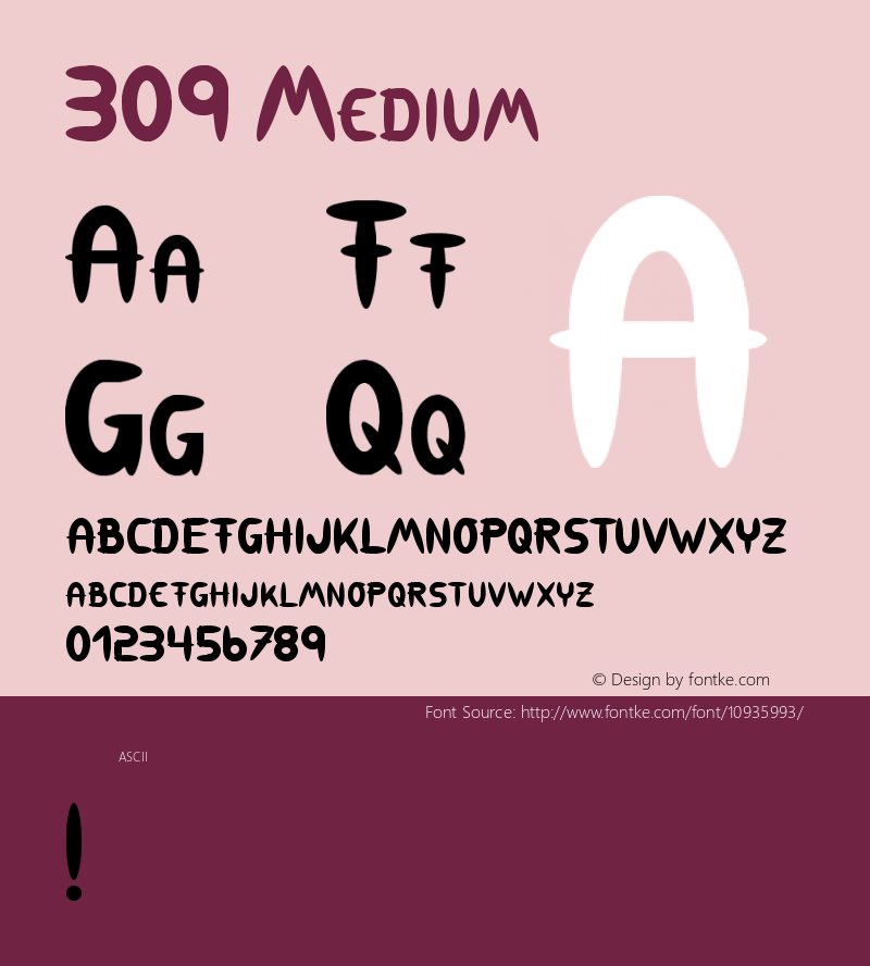 309 Medium Version 001.000 Font Sample