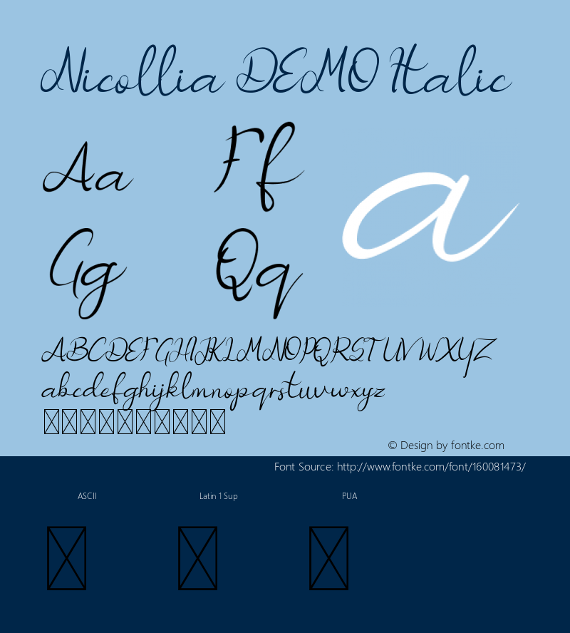 Nicollia DEMO Italic Version 1.002;Fontself Maker 3.2.2 Font Sample