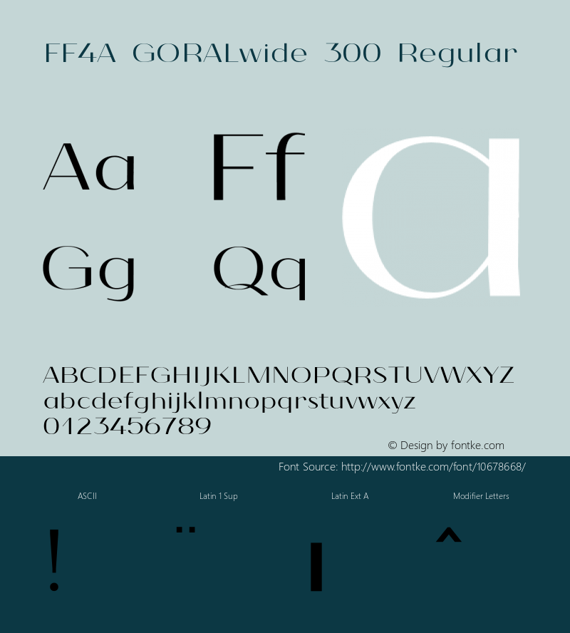 FF4A GORALwide 300 Regular Version 1.000;PS 001.000;hotconv 1.0.70;makeotf.lib2.5.58329 Font Sample