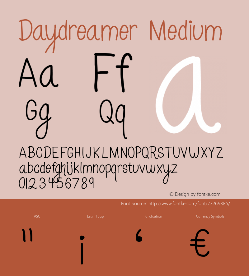 Daydreamer Version 001.000 Font Sample