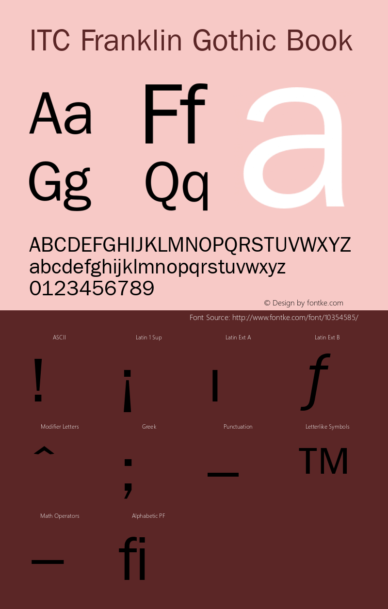 ITC Franklin Gothic Book Version 001.003 Font Sample