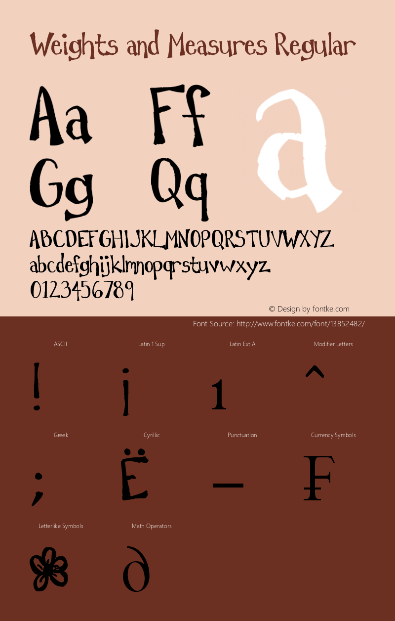 Weights and Measures Regular Version 1.00 September 6, 2011, initial release Font Sample