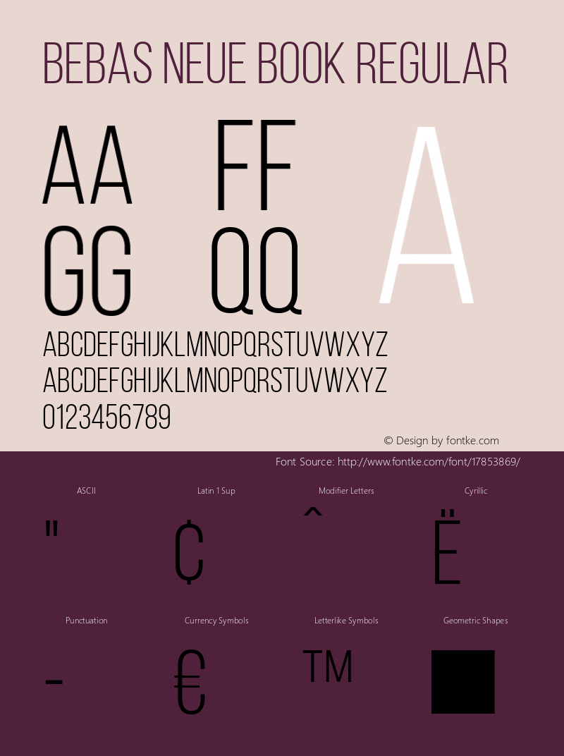 Bebas Neue Book Regular Version 001.003 Font Sample