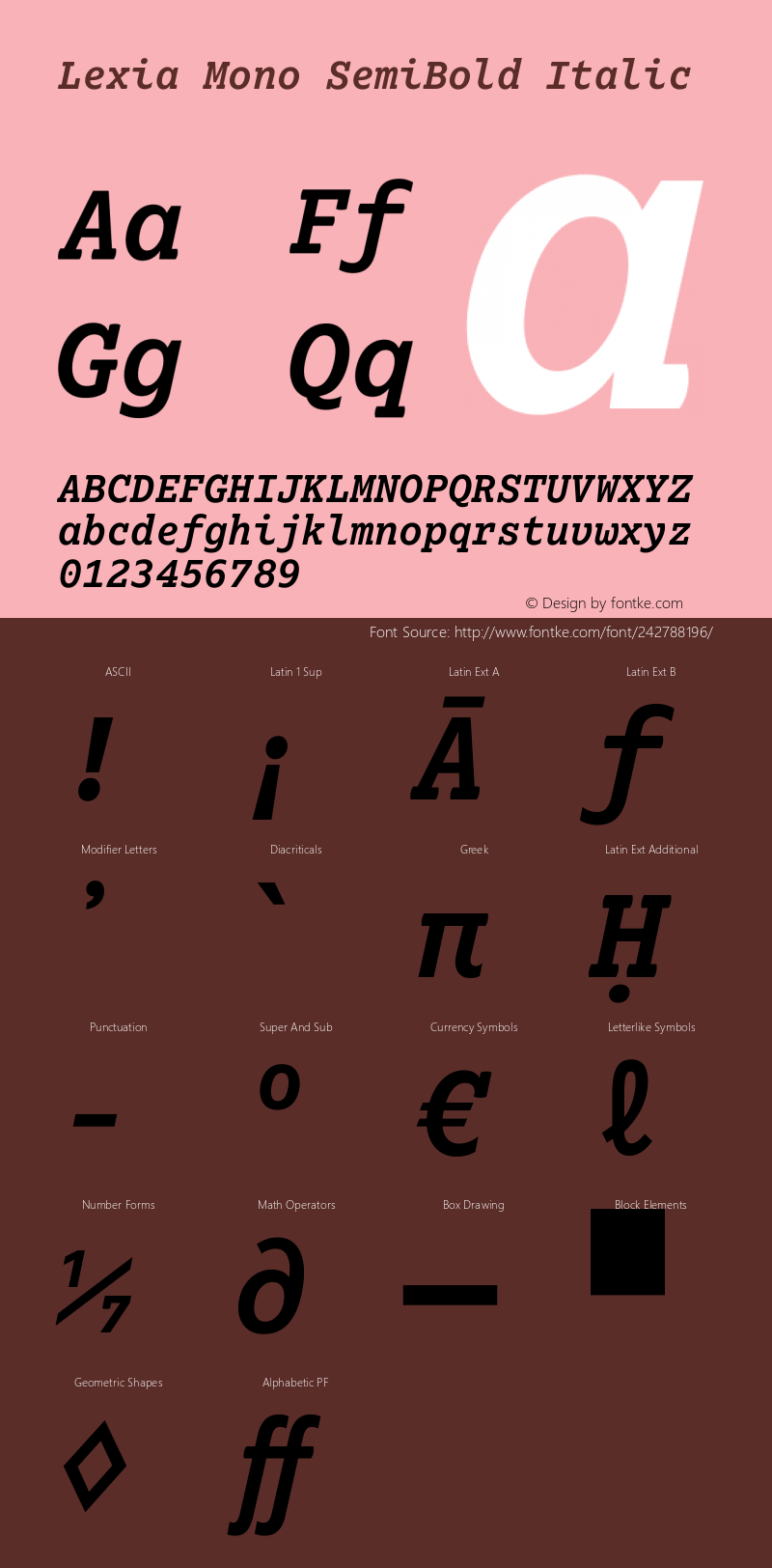 Lexia Mono SemiBold Italic Version 2.005图片样张