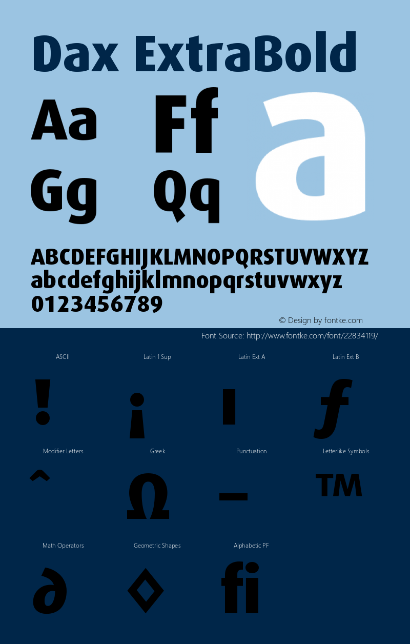 Dax-ExtraBold Version 001.002; t1 to otf conv Font Sample