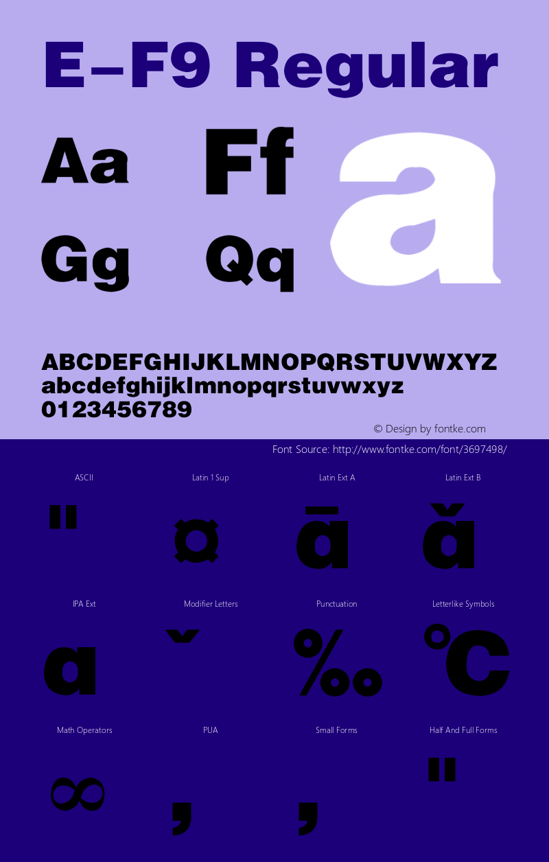 E-F9 Regular 1995;1.00 Font Sample