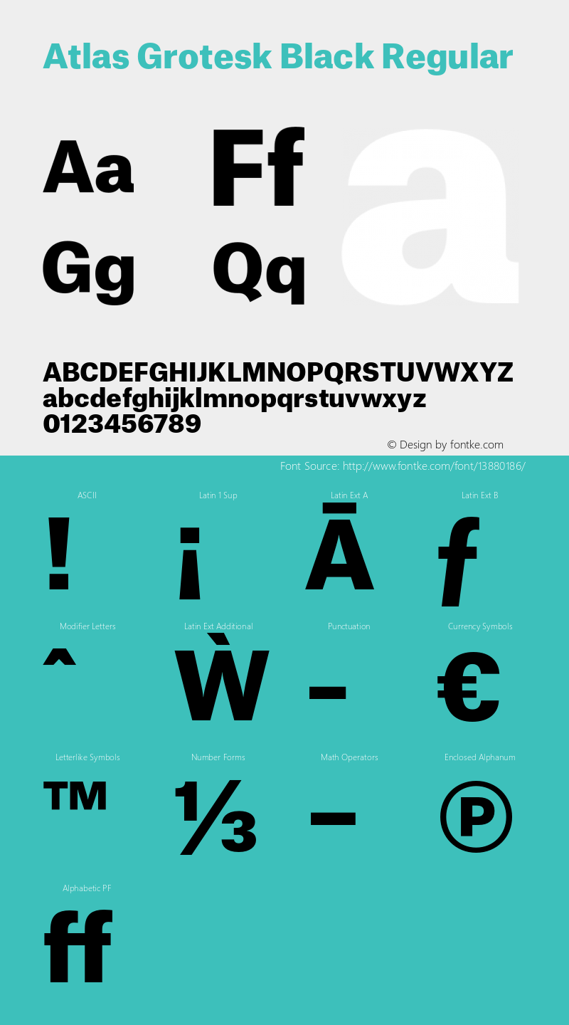 Atlas Grotesk Black Regular Version 1.001;PS 1.001;hotconv 1.0.57;makeotf.lib2.0.21895 Font Sample