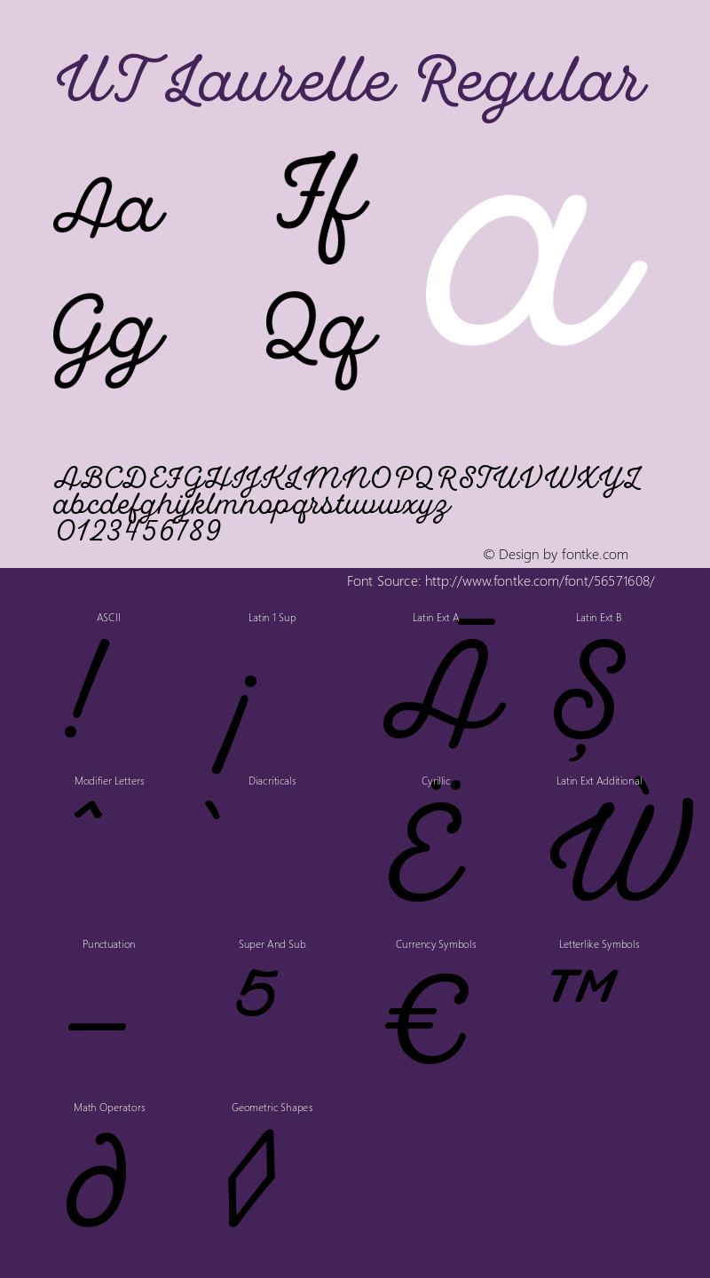 UTLaurelle-Regular Version 1.000;PS 001.000;hotconv 1.0.88;makeotf.lib2.5.64775 Font Sample