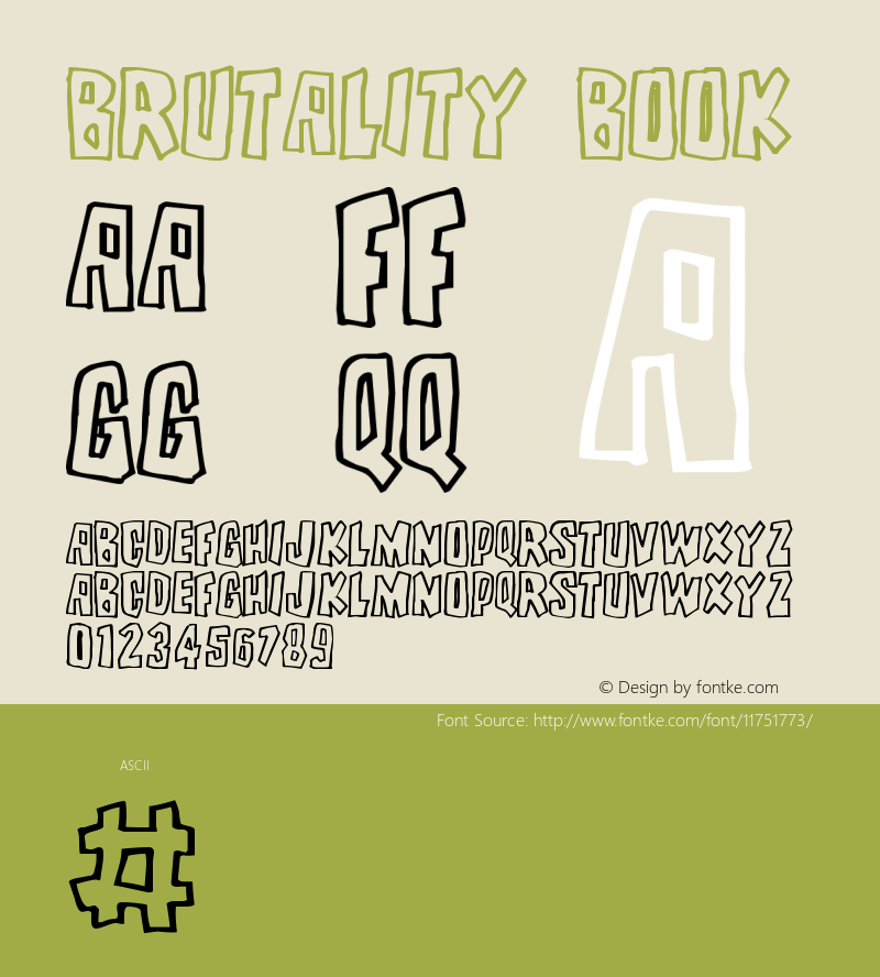 Brutality Book Version 2 Font Sample