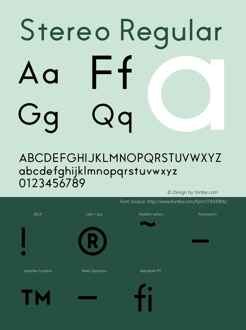 Stereo Regular 1.000 Font Sample