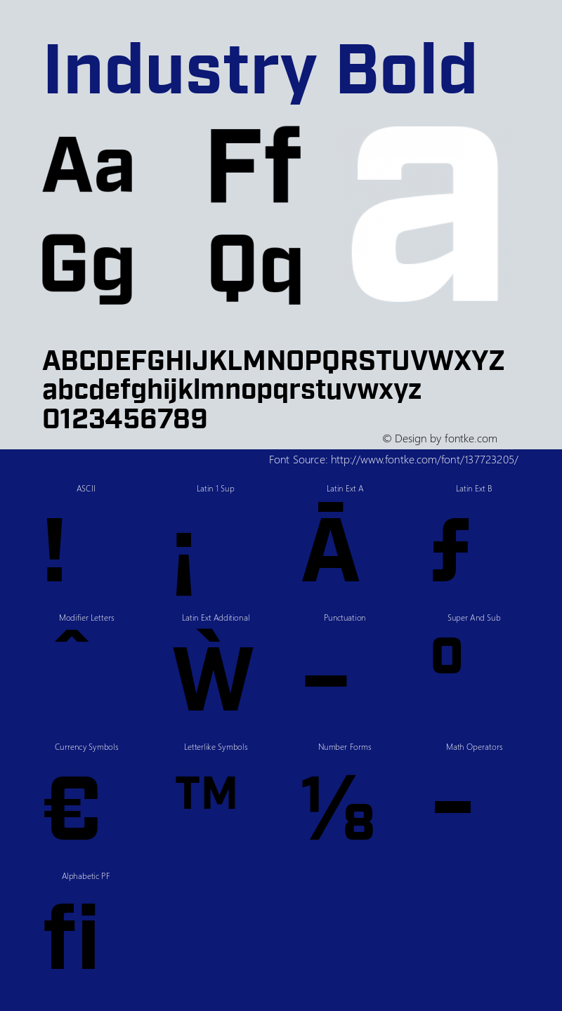 Industry Bold 2.200 Font Sample