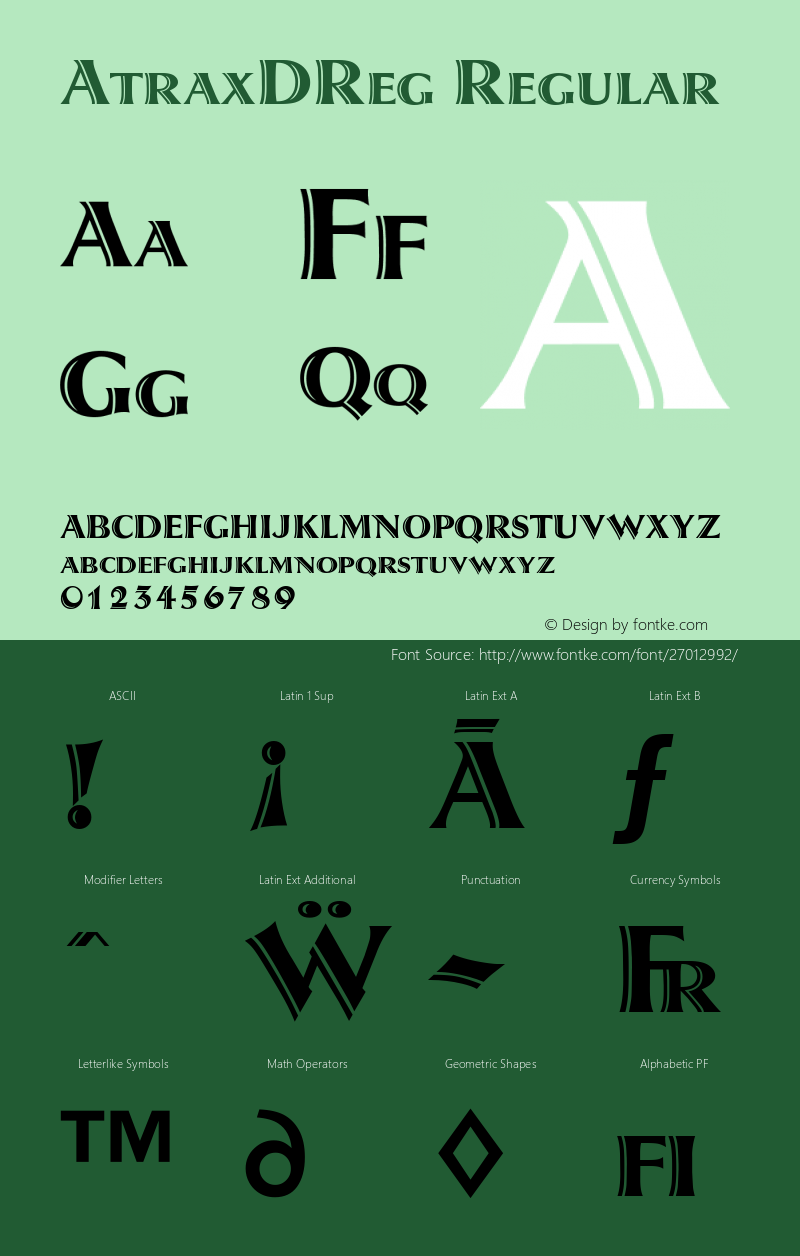 AtraxDReg Version 1.00 Font Sample