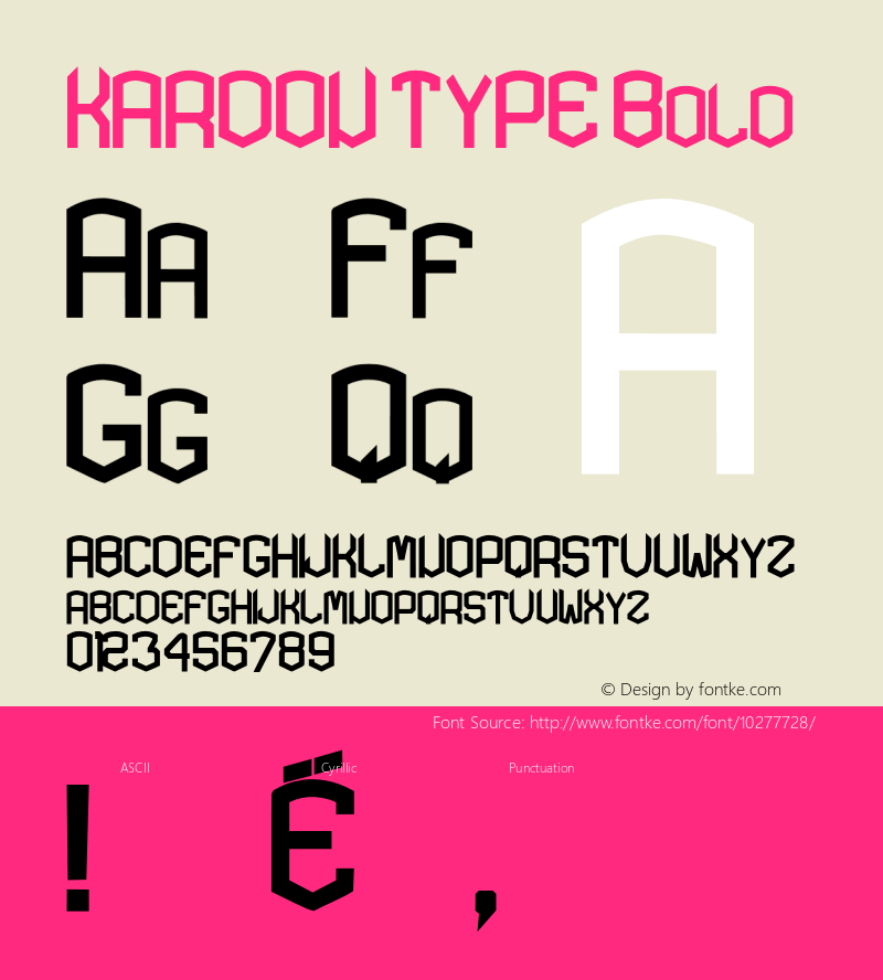 KARDON TYPE Bold Version 1.000  http://www.revision.ru/users/mrFRUKTA Font Sample