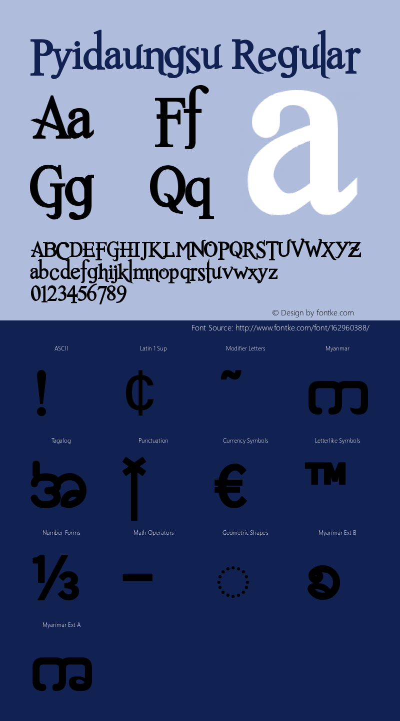 Myanmar Phetsot Version 1.10 March 10, 2015 Font Sample