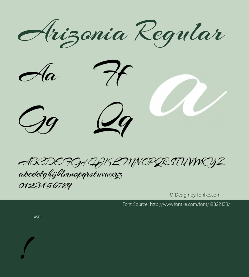 Arizonia Regular Version 1.003; ttfautohint (v1.4.1) Font Sample