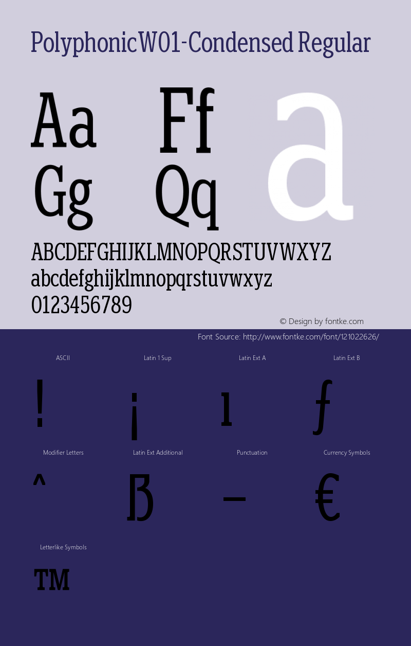 Polyphonic W01 Condensed Version 1.00 Font Sample