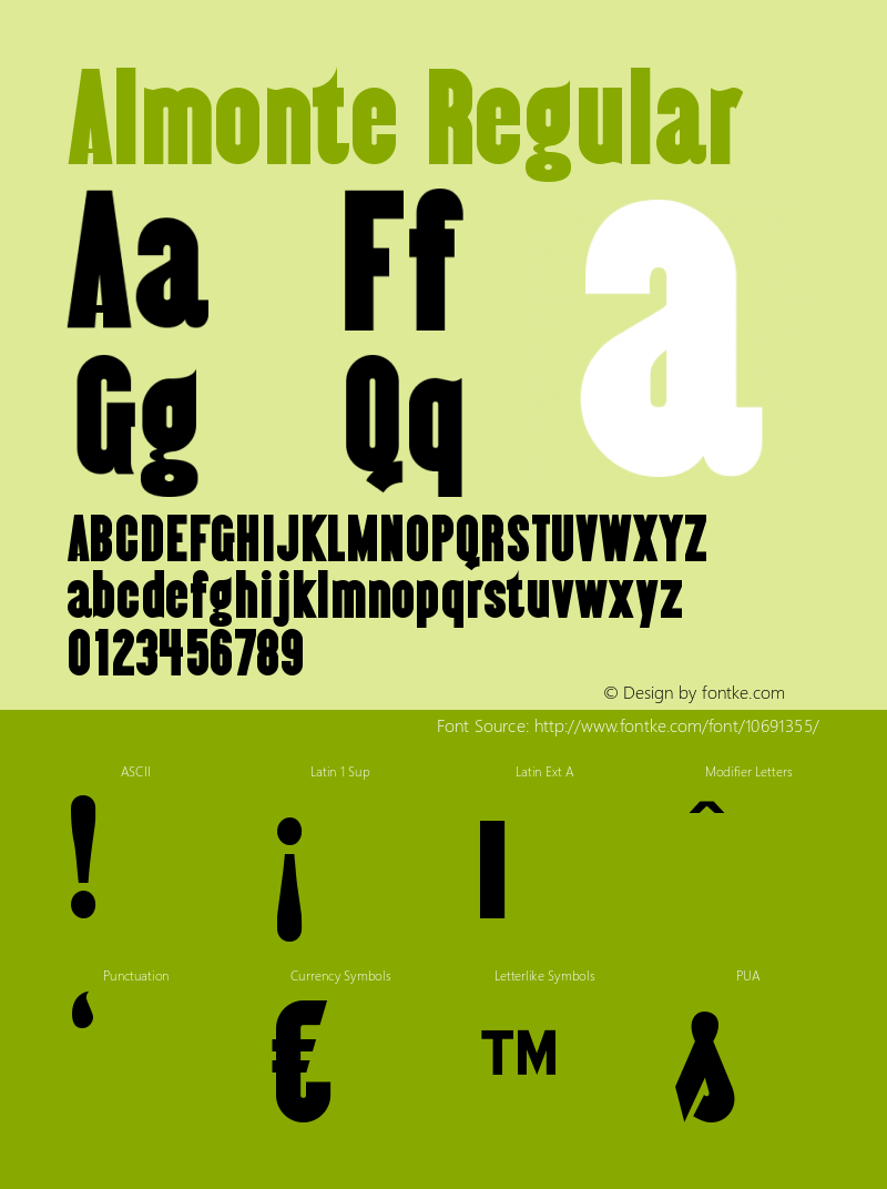 Almonte Regular OTF 4.000;PS 001.001;Core 1.0.29 Font Sample