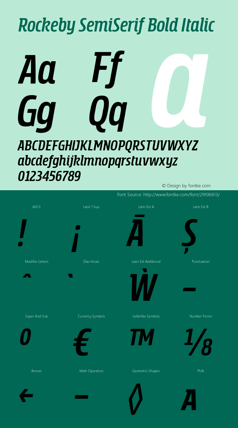 Rockeby SemiSerif Bold Italic Version 1.000;PS 001.000;hotconv 1.0.88;makeotf.lib2.5.64775 Font Sample