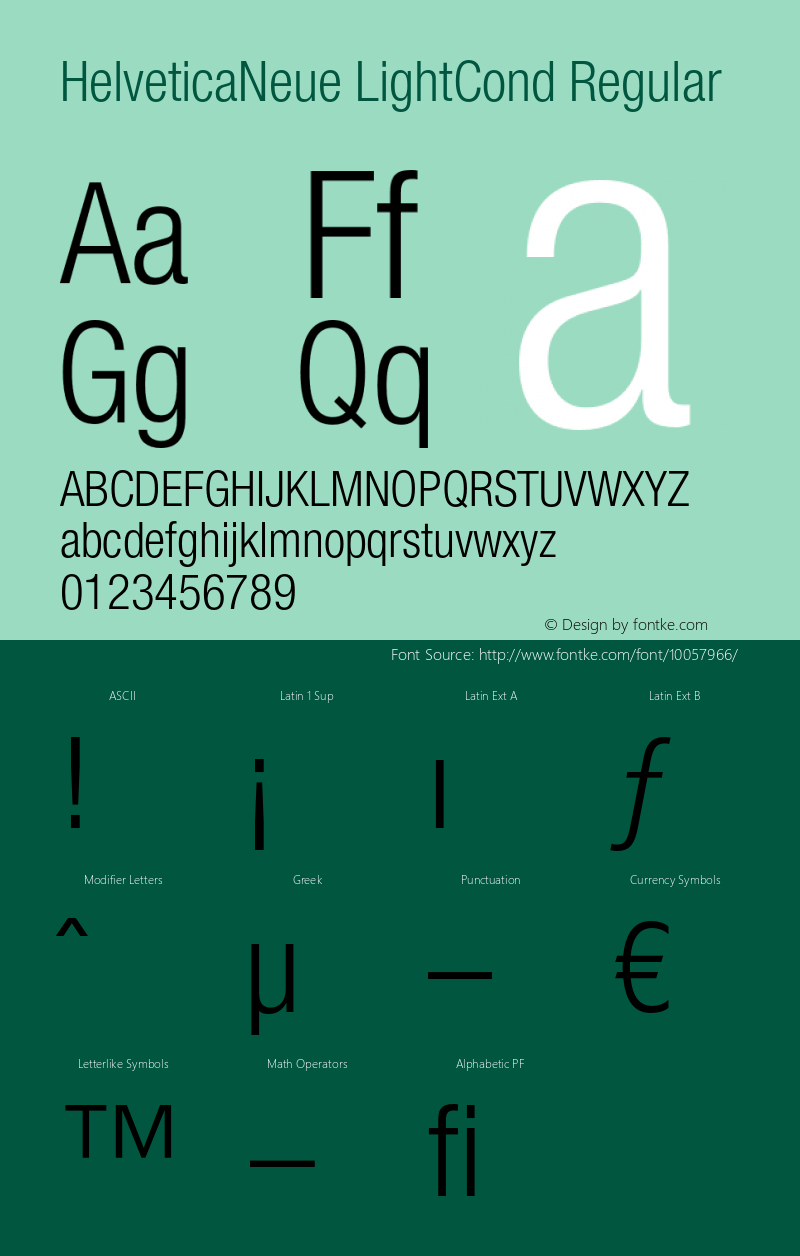 HelveticaNeue LightCond Regular OTF 1.0;PS 001.000;Core 1.0.22 Font Sample