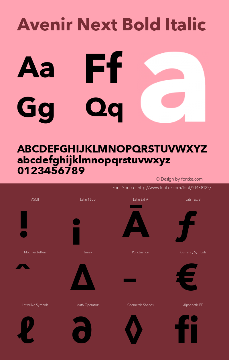 Avenir Next Bold Italic 8.0d2e1 Font Sample