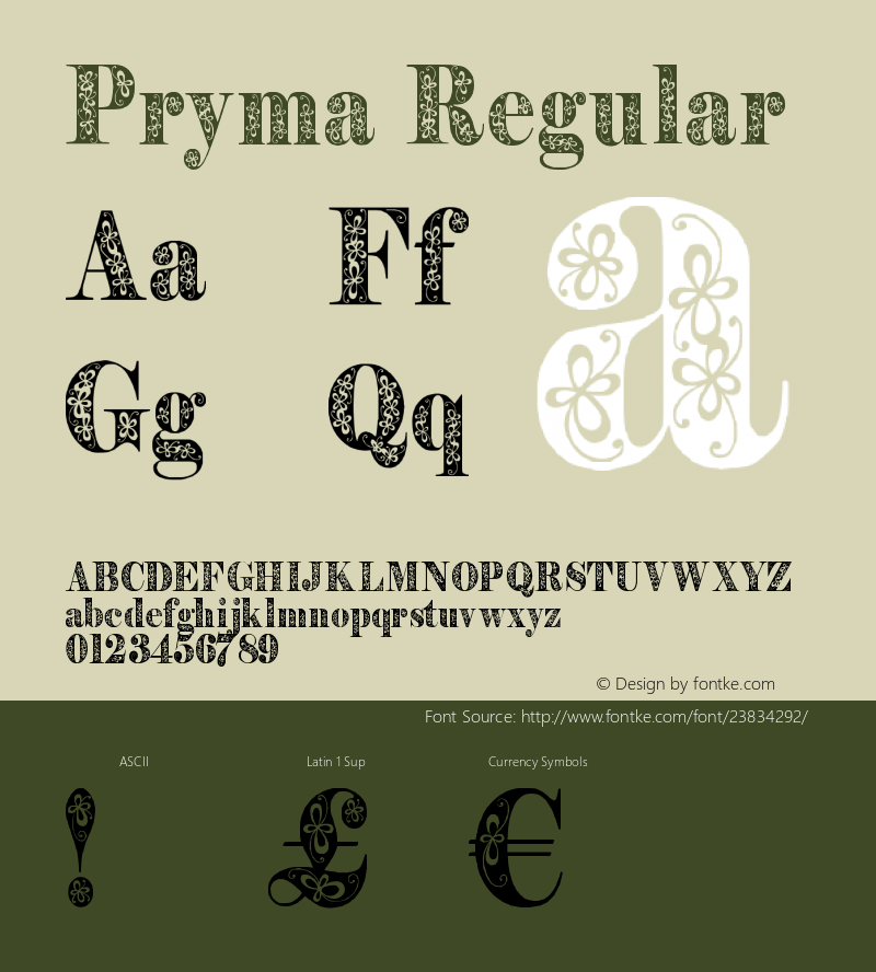 Pryma Regular Version 1.000 Font Sample