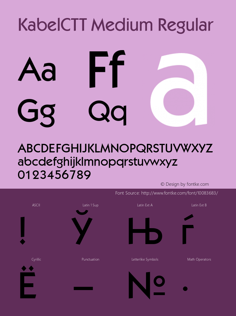 KabelCTT Medium Regular TrueType Maker version 3.00.00 Font Sample