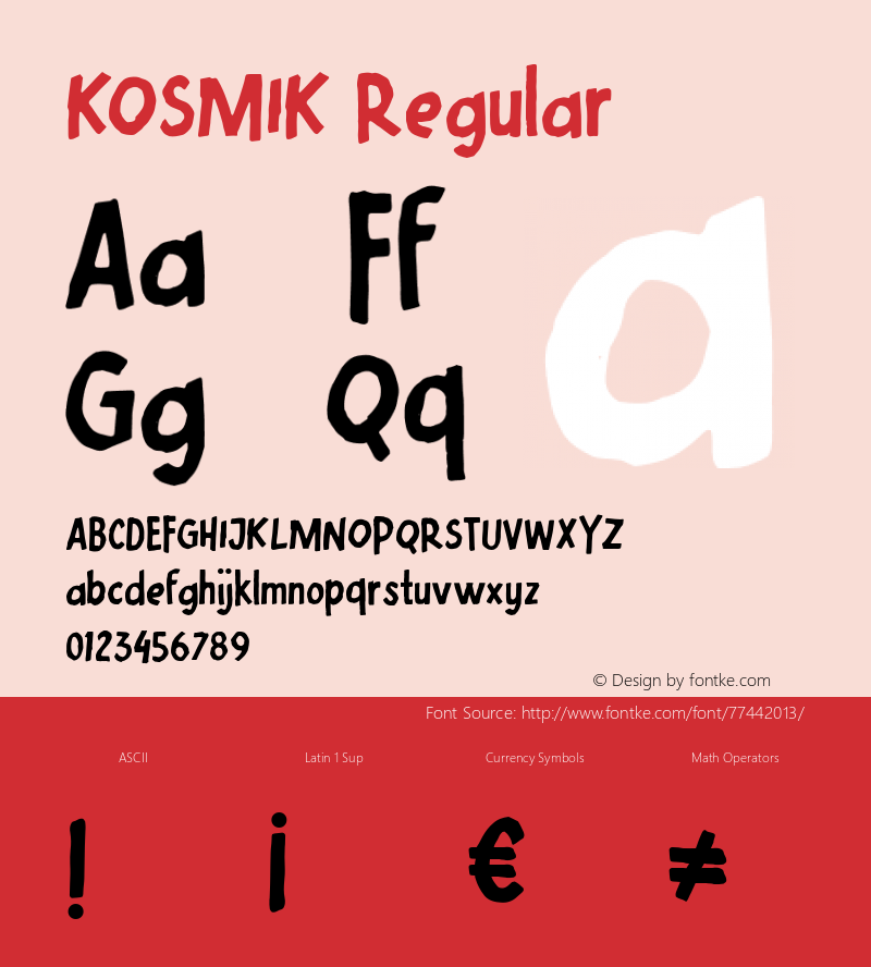 KOSMIK Version 1.000 Font Sample