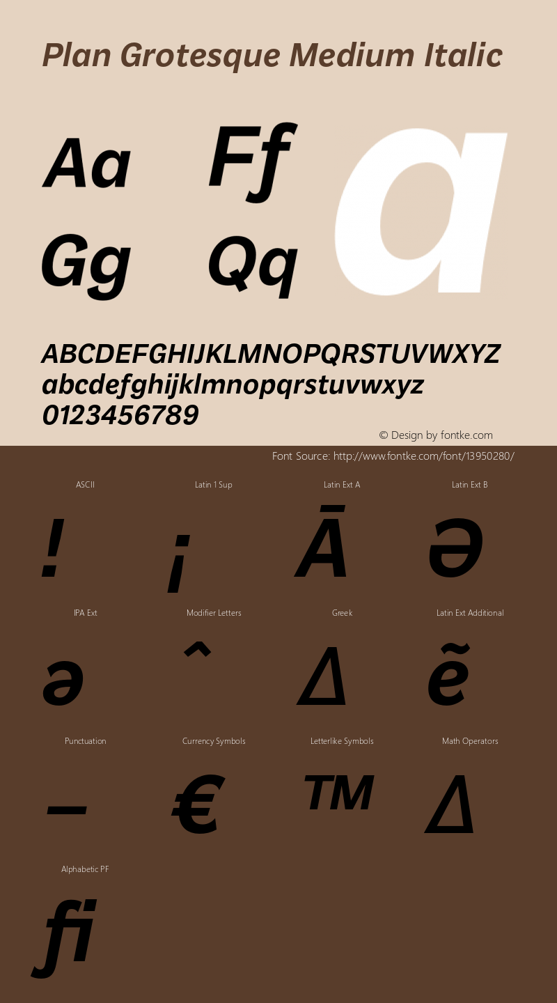 Plan Grotesque Medium Italic Version 1.000 Font Sample