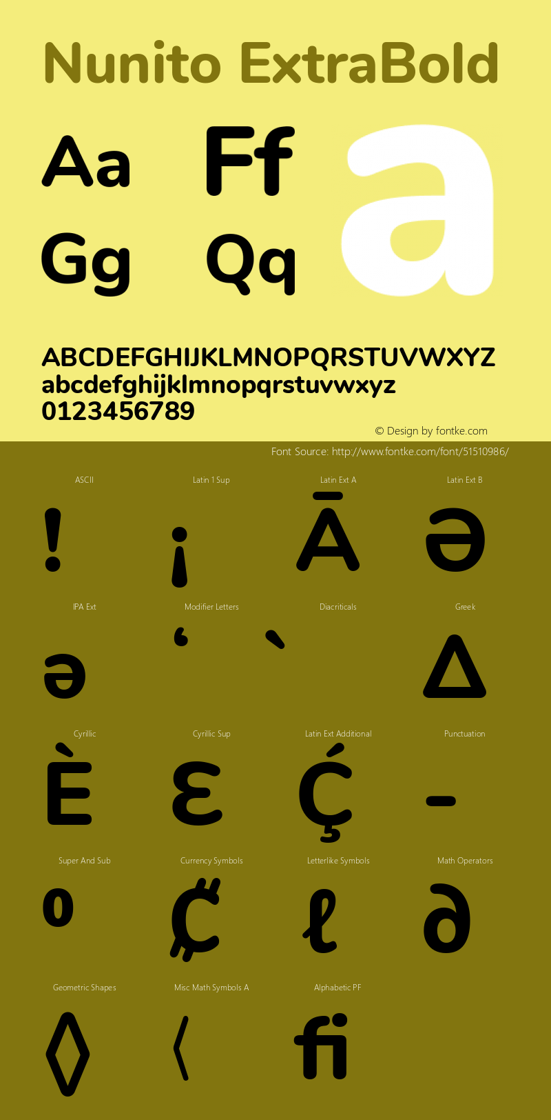 Nunito ExtraBold Version 3.504 Font Sample