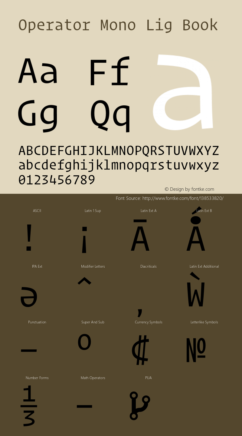 Operator Mono Lig Book Version 1.200 Font Sample