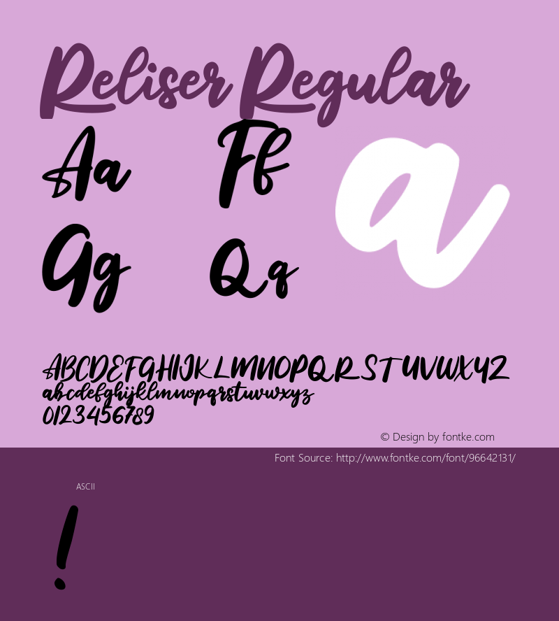 Reliser Version 1.000 Font Sample