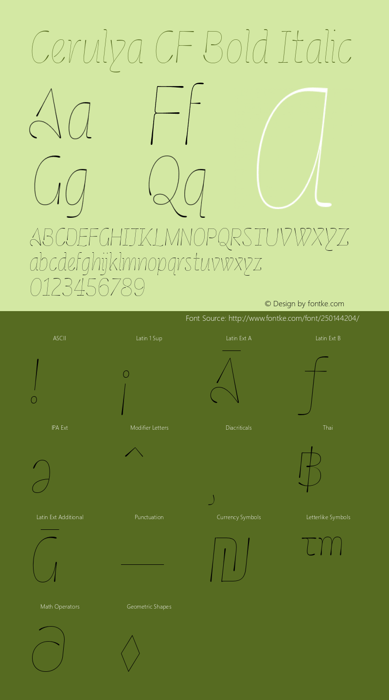 Cerulya CF Bold Italic Version 1.000;FEAKit 1.0图片样张