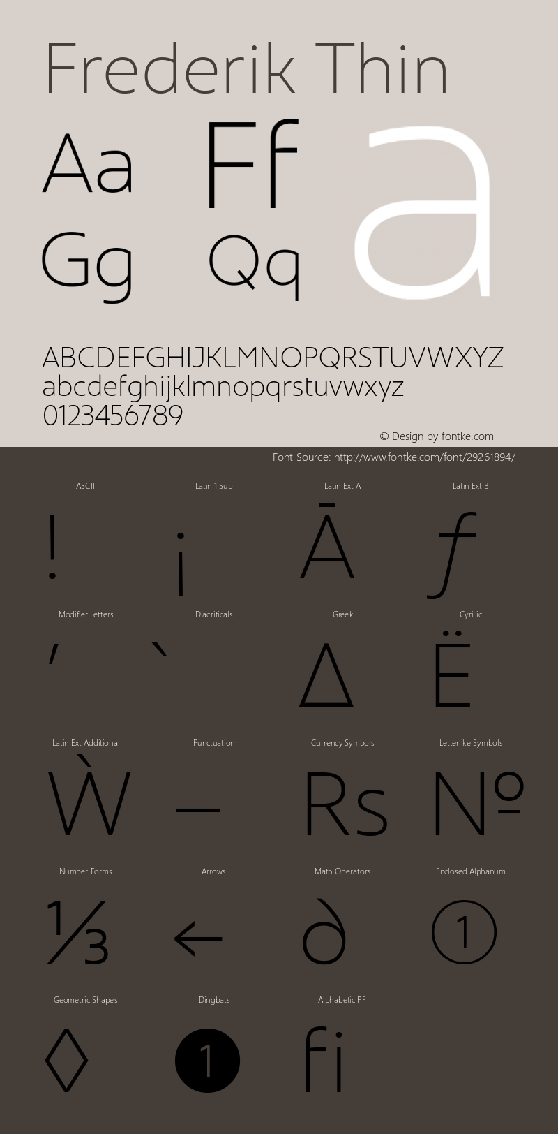 Frederik Thin Version 001.000 February 2019;YWFTv17 Font Sample